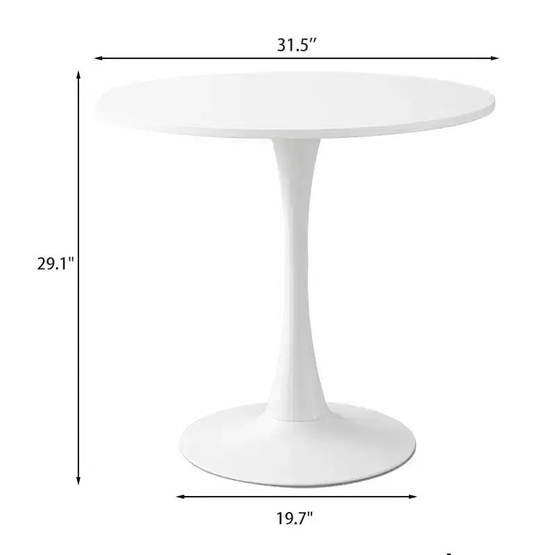 NAYSAYE Modern Round Dining Table End Table MDF Top Steel Base Kitchen Coffee Table Living Room Office, White, 31.5*19.7*29.1