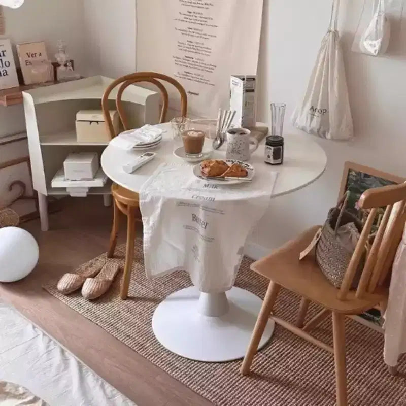 NAYSAYE Modern Round Dining Table End Table MDF Top Steel Base Kitchen Coffee Table Living Room Office, White, 31.5*19.7*29.1