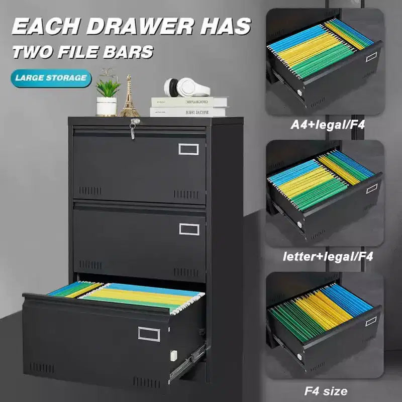 MAYEERTY White 2-Drawer Locking Lateral File Cabinet, Metal Storage for Legal/Letter/A4/F4 Files