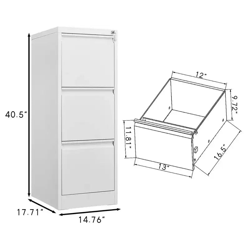 MAYEERTY White 2-Drawer Locking Lateral File Cabinet, Metal Storage for Legal/Letter/A4/F4 Files