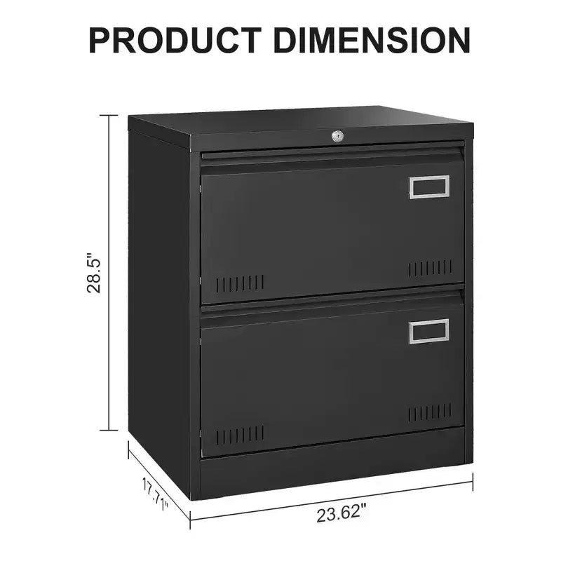 MAYEERTY White 2-Drawer Locking Lateral File Cabinet, Metal Storage for Legal/Letter/A4/F4 Files