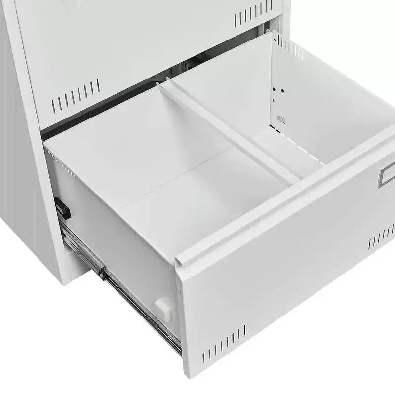 MAYEERTY White 2-Drawer Locking Lateral File Cabinet, Metal Storage for Legal/Letter/A4/F4 Files