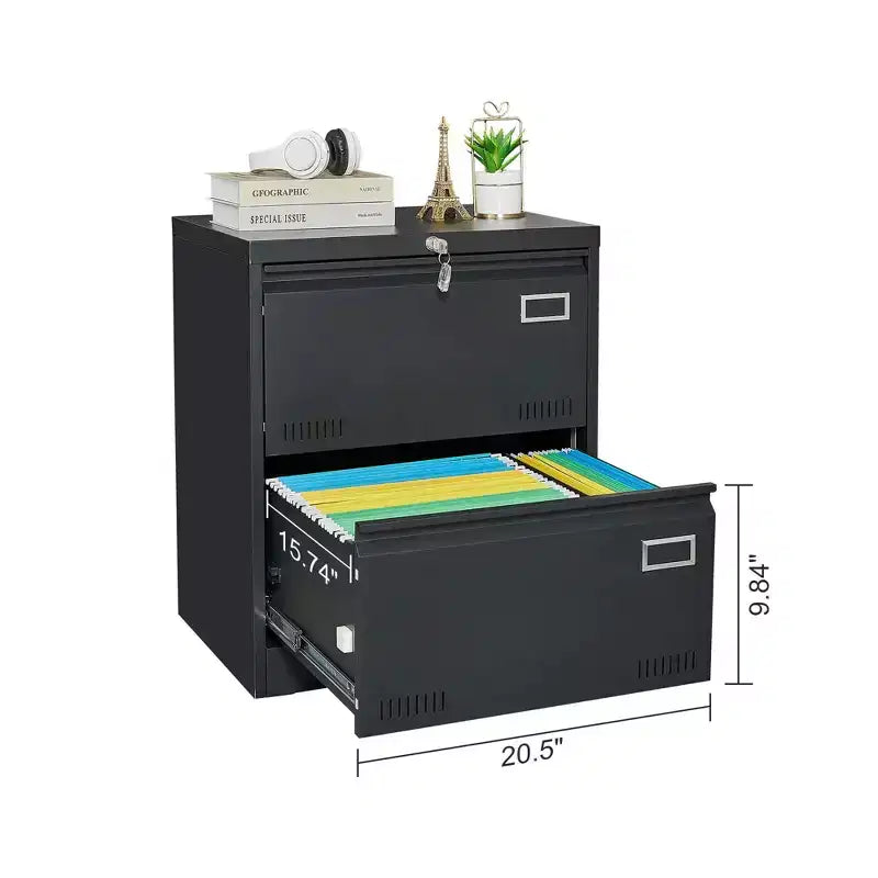 MAYEERTY White 2-Drawer Locking Lateral File Cabinet, Metal Storage for Legal/Letter/A4/F4 Files