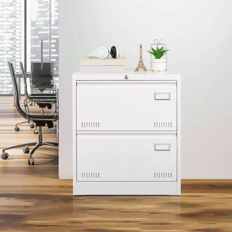 MAYEERTY White 2-Drawer Locking Lateral File Cabinet, Metal Storage for Legal/Letter/A4/F4 Files
