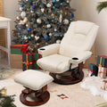 EROMMY Leather Heated Massage Recliner Chair with Ottoman