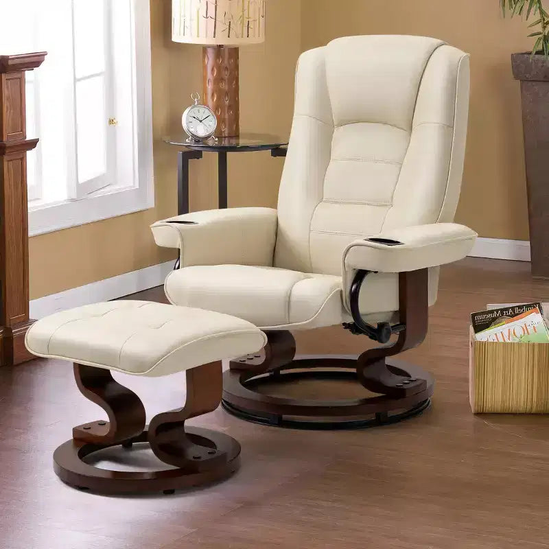 EROMMY Leather Heated Massage Recliner Chair with Ottoman