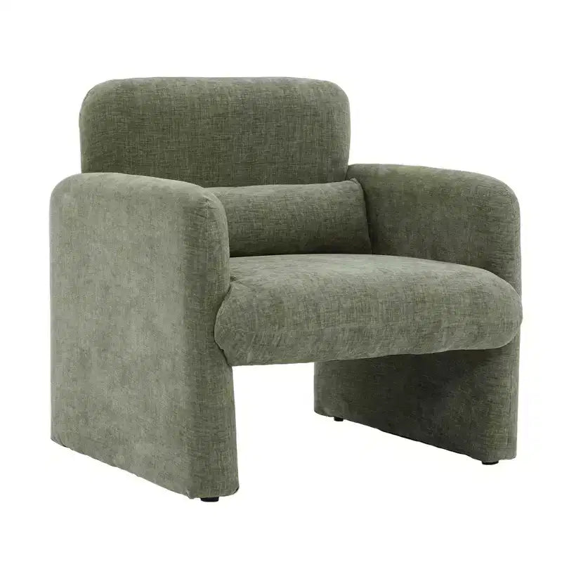 Chenille Upholstered Accent Armchair with Lumbar Pillow Modern Cozy Lounge Chair for Living Room, Bedroom, Office, or Apartment