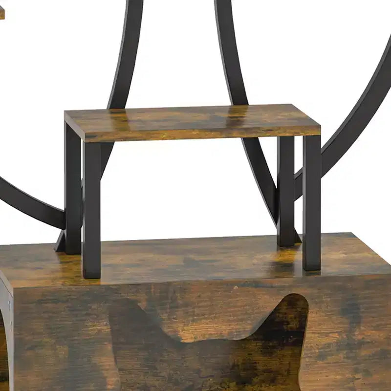 8-Tier Tall Bookshelf with LED Light Artistically Designed Tree Bookshelf with Cats Litter Box Unique Bookshelves Corner Display Shelf