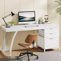 Lantine 59-Inch Computer Desk with 3 Drawers, PC Desk with Reversible Drawers and File Storage for Home Office, Industrial White