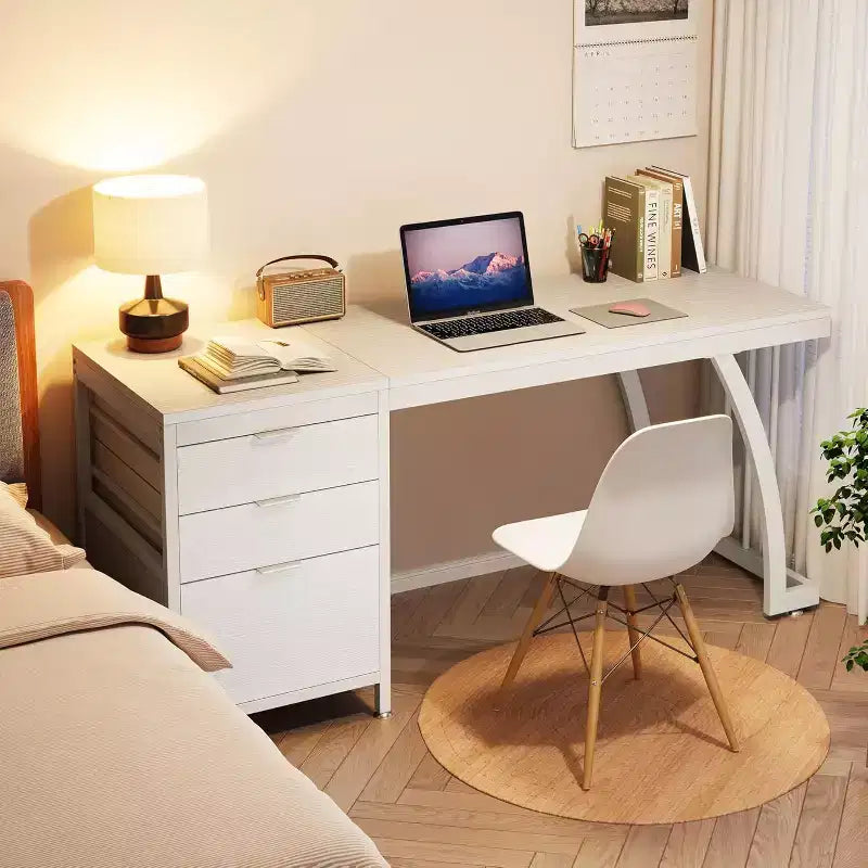 Lantine 59-Inch Computer Desk with 3 Drawers, PC Desk with Reversible Drawers and File Storage for Home Office, Industrial White