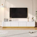 MAYEERTY White Luxury Fluted TV Stand, Faux Marble Media Console with Gold Base for 85 TVs