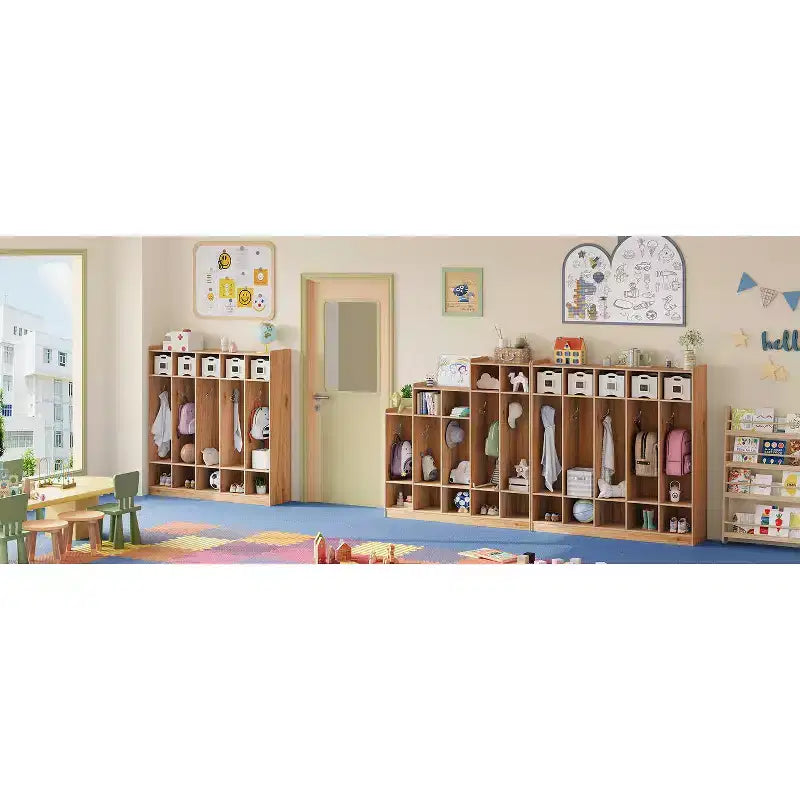 5-Section Classroom Coat Locker with 10 Hooks, Cubby Storage Organizer with 10 Cubbies for Home, Kindergarten,School, Nursery