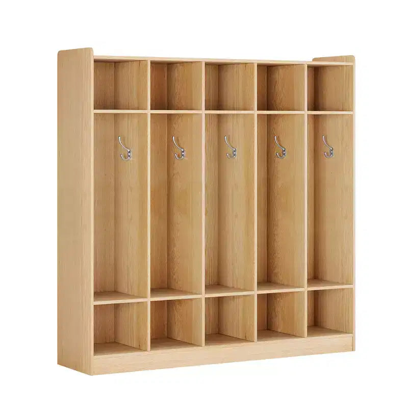 5-Section Classroom Coat Locker with 10 Hooks, Cubby Storage Organizer with 10 Cubbies for Home, Kindergarten,School, Nursery