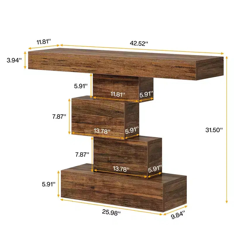 MAYEERTY 42-Inch Wood Console Table, Accent Sofa Table with Geometric Base