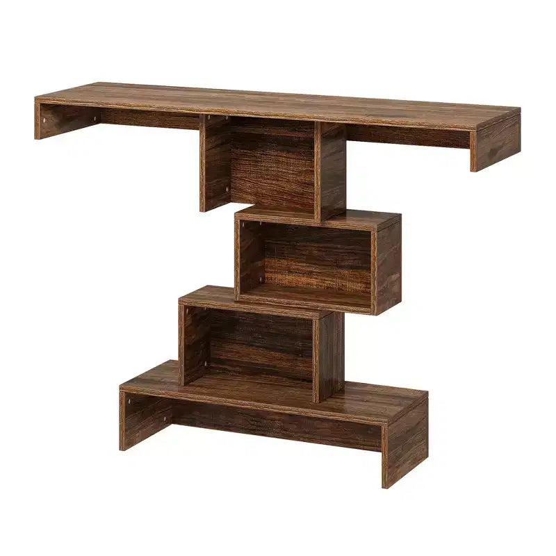 MAYEERTY 42-Inch Wood Console Table, Accent Sofa Table with Geometric Base