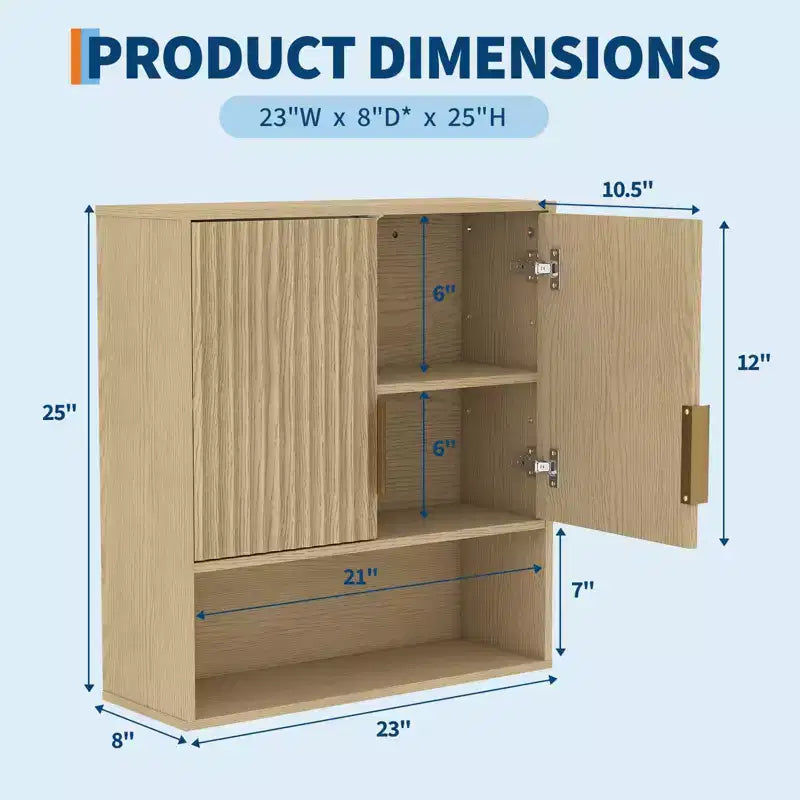 COZONY Versatile Wall Mounted Storage Cabinet Set, 23 Cabinet w/ Adjustable Shelf & Modern Over-Toilet Organizer, Waterproof Bathroom Storage