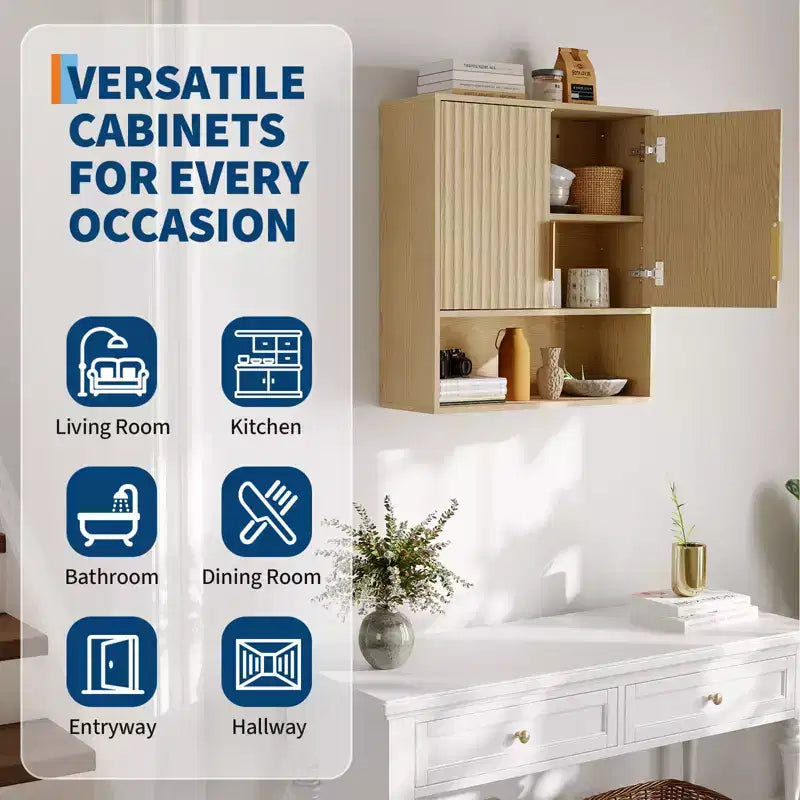 COZONY Versatile Wall Mounted Storage Cabinet Set, 23 Cabinet w/ Adjustable Shelf & Modern Over-Toilet Organizer, Waterproof Bathroom Storage