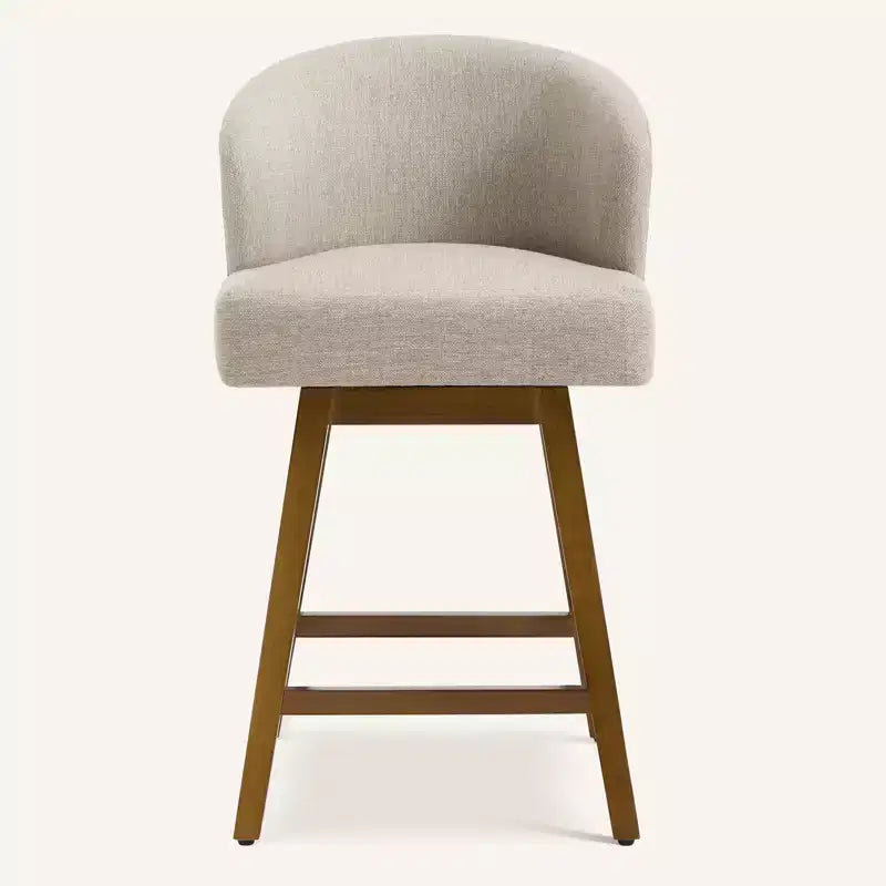 Bekrvio 26 Counter Height Swivel Bar Stools with U-Shaped Back Rubber Wood Frame, Linen/PU Leather Upholstered Bar Chair Barstools for Kitchen Island
