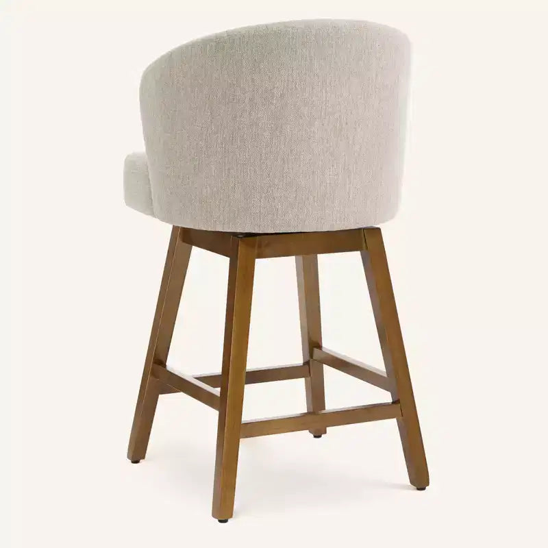 Bekrvio 26 Counter Height Swivel Bar Stools with U-Shaped Back Rubber Wood Frame, Linen/PU Leather Upholstered Bar Chair Barstools for Kitchen Island