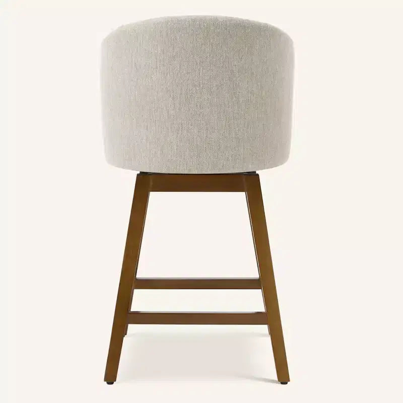 Bekrvio 26 Counter Height Swivel Bar Stools with U-Shaped Back Rubber Wood Frame, Linen/PU Leather Upholstered Bar Chair Barstools for Kitchen Island