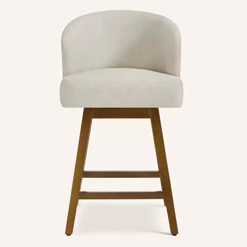 Bekrvio 26 Counter Height Swivel Bar Stools with U-Shaped Back Rubber Wood Frame, Linen/PU Leather Upholstered Bar Chair Barstools for Kitchen Island