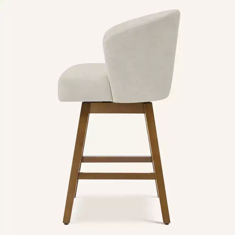 Bekrvio 26 Counter Height Swivel Bar Stools with U-Shaped Back Rubber Wood Frame, Linen/PU Leather Upholstered Bar Chair Barstools for Kitchen Island