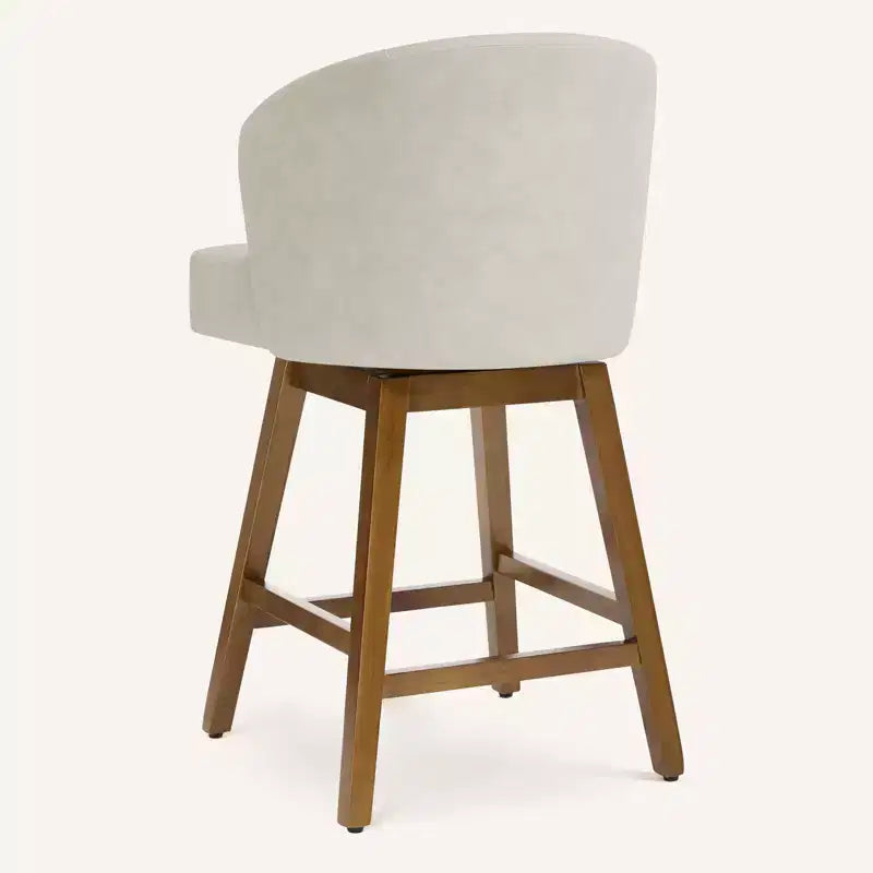 Bekrvio 26 Counter Height Swivel Bar Stools with U-Shaped Back Rubber Wood Frame, Linen/PU Leather Upholstered Bar Chair Barstools for Kitchen Island
