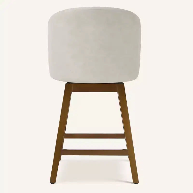 Bekrvio 26 Counter Height Swivel Bar Stools with U-Shaped Back Rubber Wood Frame, Linen/PU Leather Upholstered Bar Chair Barstools for Kitchen Island