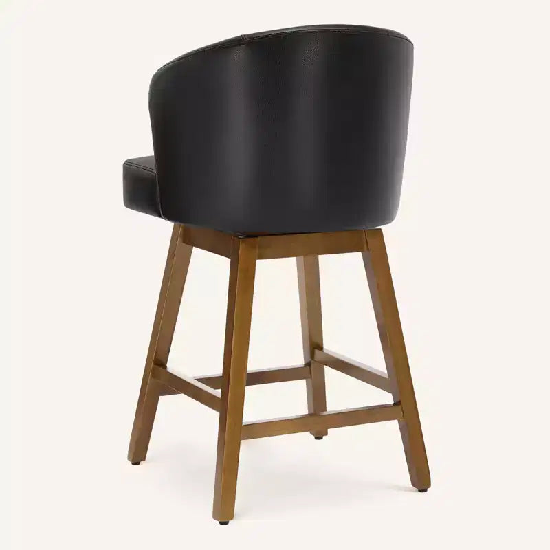 Bekrvio 26 Counter Height Swivel Bar Stools with U-Shaped Back Rubber Wood Frame, Linen/PU Leather Upholstered Bar Chair Barstools for Kitchen Island
