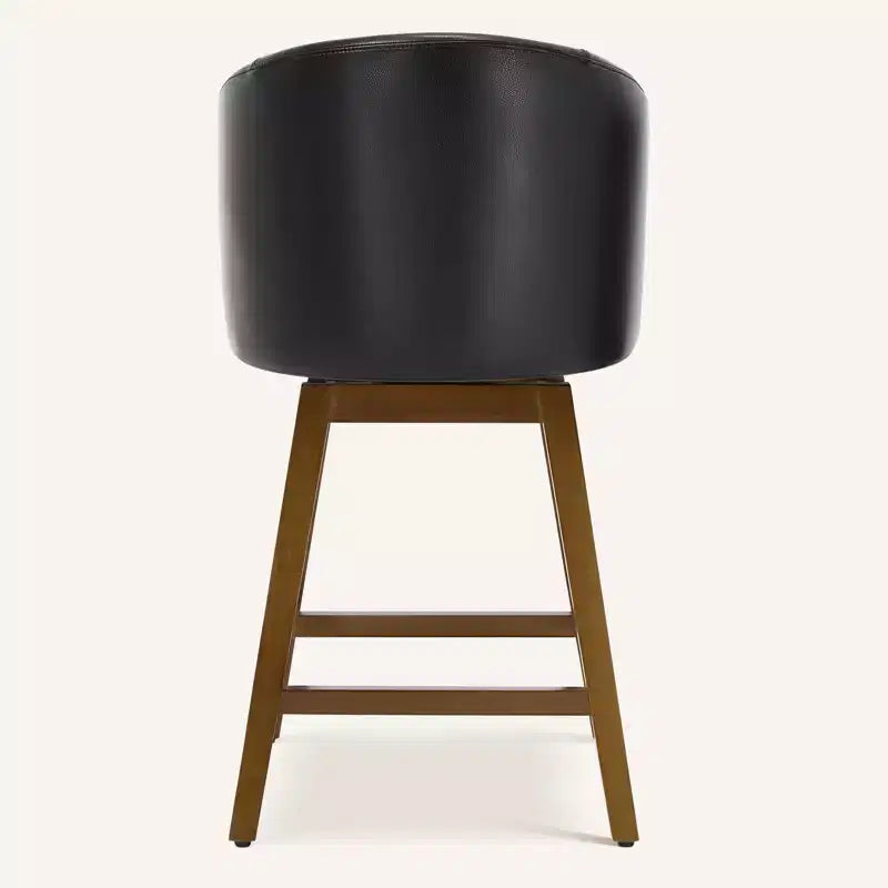 Bekrvio 26 Counter Height Swivel Bar Stools with U-Shaped Back Rubber Wood Frame, Linen/PU Leather Upholstered Bar Chair Barstools for Kitchen Island