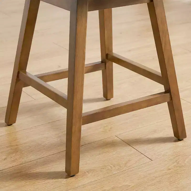 Bekrvio 26 Counter Height Swivel Bar Stools with U-Shaped Back Rubber Wood Frame, Linen/PU Leather Upholstered Bar Chair Barstools for Kitchen Island