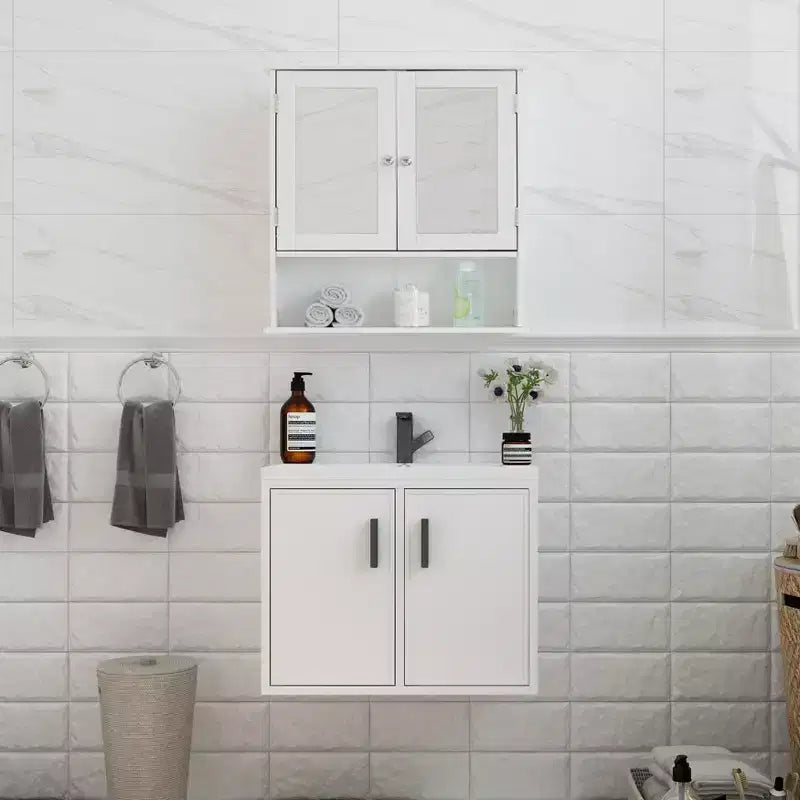 Basicwise Mirror Wall Mounted Cabinet For the Bathroom and Vanity with Adjustable Shelves