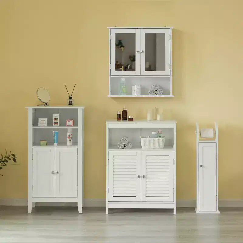 Basicwise Mirror Wall Mounted Cabinet For the Bathroom and Vanity with Adjustable Shelves