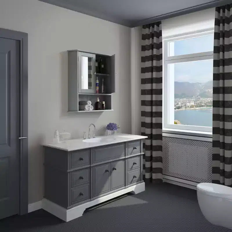 Basicwise Mirror Wall Mounted Cabinet For the Bathroom and Vanity with Adjustable Shelves