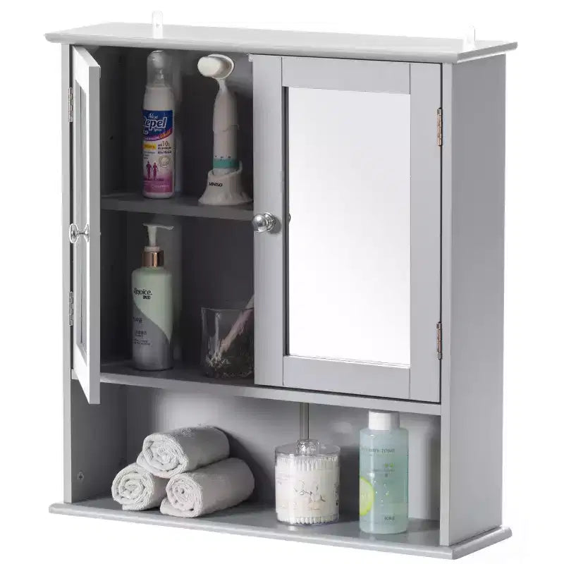 Basicwise Mirror Wall Mounted Cabinet For the Bathroom and Vanity with Adjustable Shelves