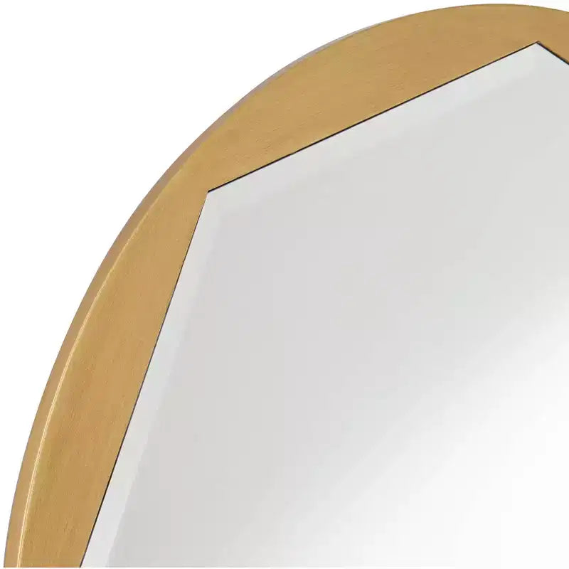 Noble Park Round Vanity Accent Wall Mirror Modern Beveled Octagonal Brushed Gold Frame 32 Wide for Bathroom Bedroom Living Room